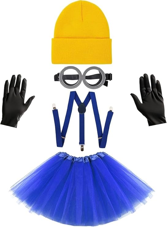 FOHOA Halloween Costume Accessories Yellow Black Steampunk Goggles Glasses Hat Gloves Cosplay Party Set
