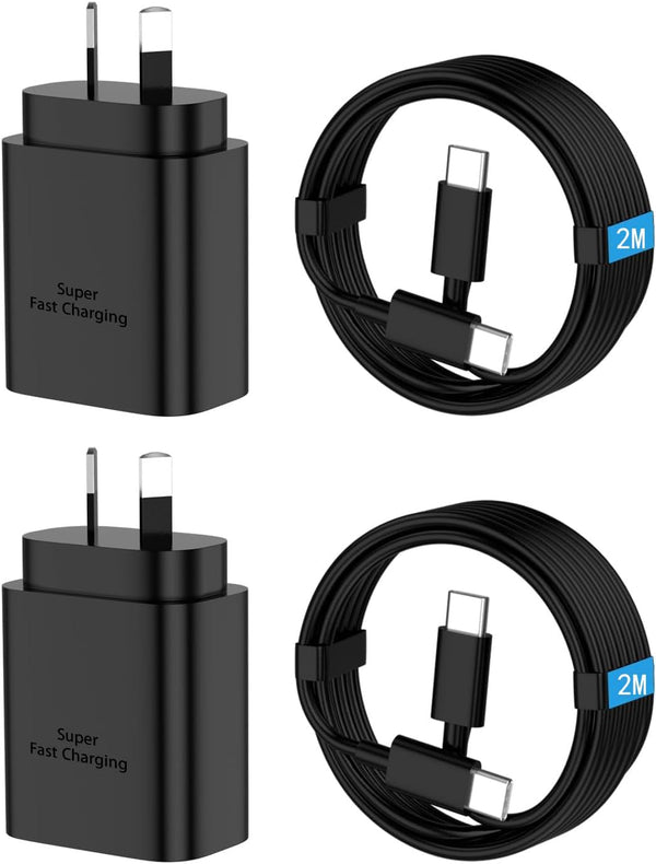 FOHOA 45W 2 Pack USB-C Wall Charger with 100W Cable Power Adapter