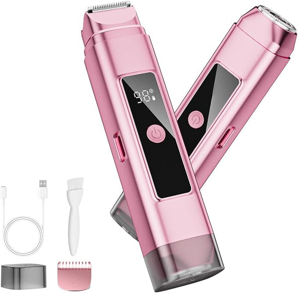 FOHOA White Electric Bikini Trimmer Razor Shaver for Women with Dual Heads