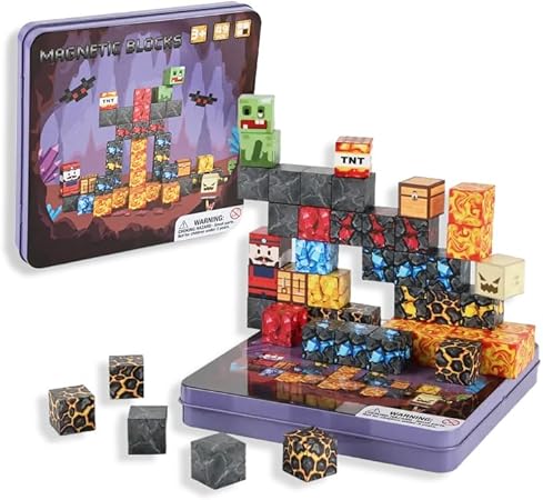 FOHOA 49PCS Magnetic Building Blocks Set with Iron Box Travel STEM Educational Magnet Toys for Children Age 3-8 Style 1