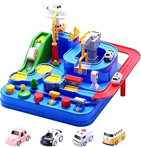 FOHOA City Rescue Race Track Playset with Toy Cars for Kids Ages 3-8