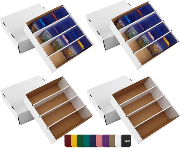FOHOA 4-Pack White 3120 Count Sports Card Storage Box with Dividers
