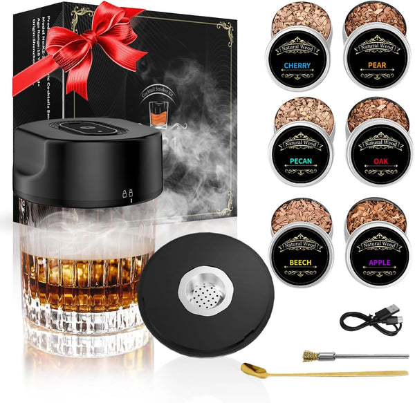 FOHOA Electric Drink Smoker with RGB Light and Wood Chips