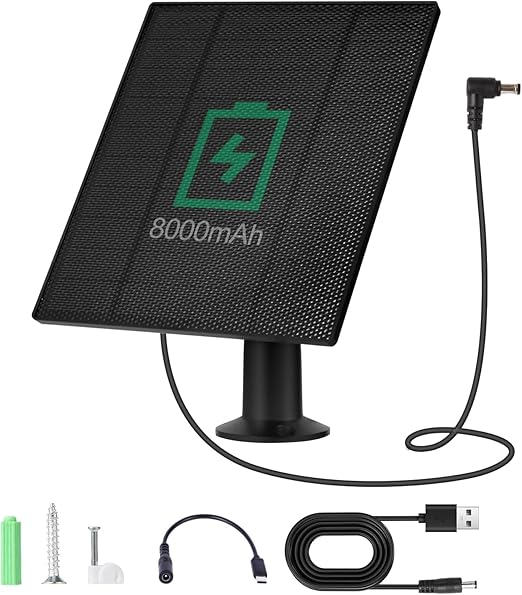 FOHOA 6W 8000mAh Chicken Coop Solar Panel - Dual 6.5ft DC & USB to Type-C Cables, IP65 Waterproof with Mount for Automatic Poultry Door