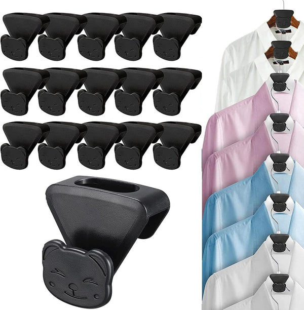 FOHOA 18 Pcs Black Hanger Connector Hooks Cascading Closet Organizer