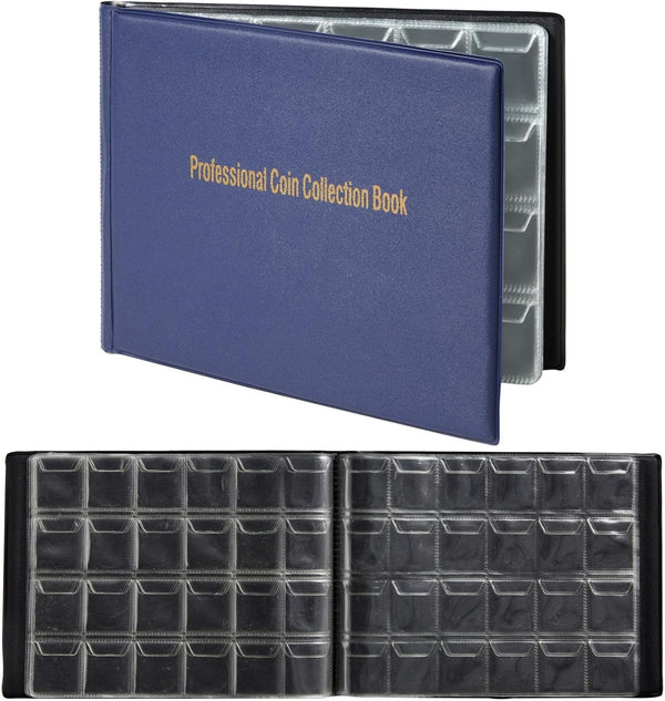 FOHOA A5 Dark Blue Coin Collection Album with 240 Pockets, Storage Book Holder for Coin Collectors