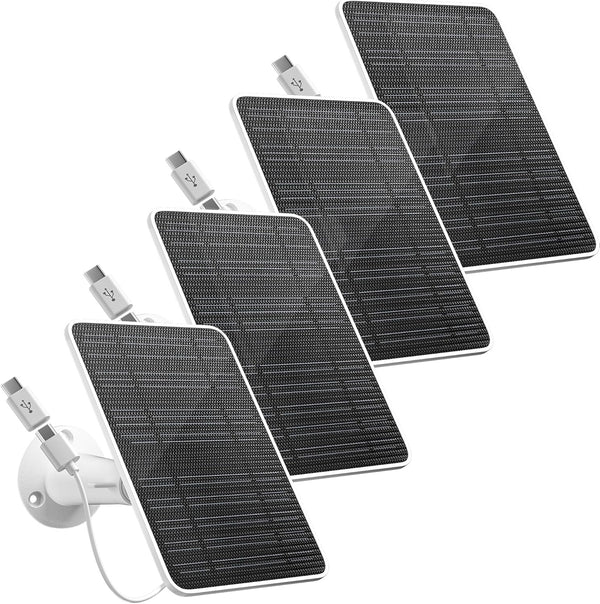 FOHOA 4 Pack 5V 4W Solar Panel for Security Camera Compatible with Eufycam Micro USB & Type-C Port