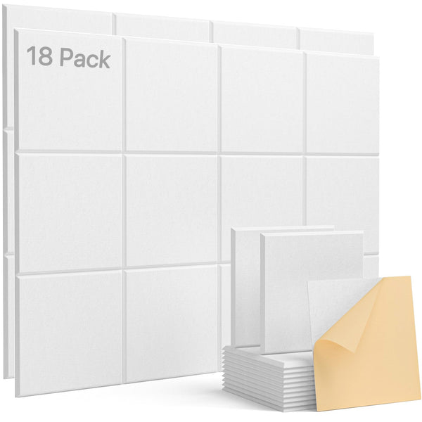 FOHOA 12x12x0.4Inch Acoustic Panels 24 Pack Square Soundproof Wall Panels Self-Adhesive -White