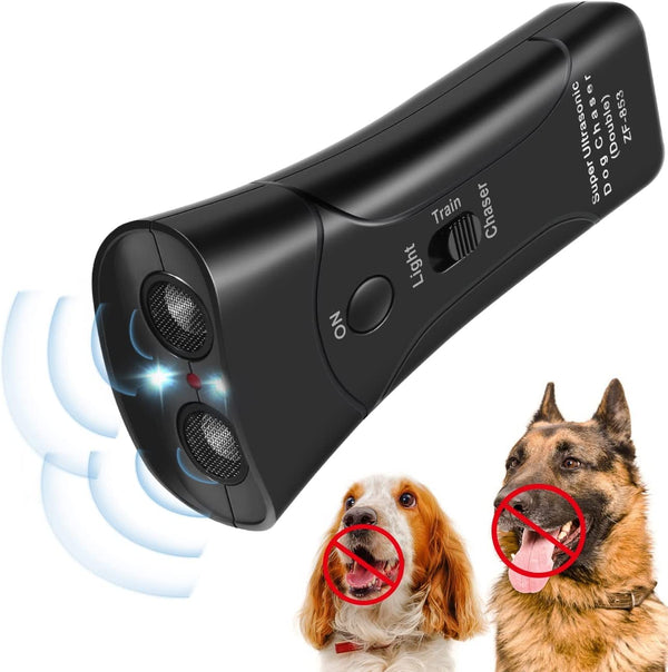 Anti Barking Device, Dual Sensor Ultrasonic Dog Bark Deterrent, Handheld Dog Training Device Portable Dog Barking Control Devices with LED Light, 10m Control Range, Safe for Pets, Indoor Outdoor